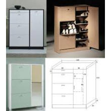 Mehrere Funktionen 3-Türige Holzschuhschrank